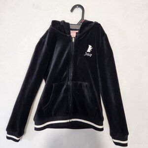 Juicy Couture Little Girl’s Size 6 Black Velour Full Zip Hoodie Jacket Casual